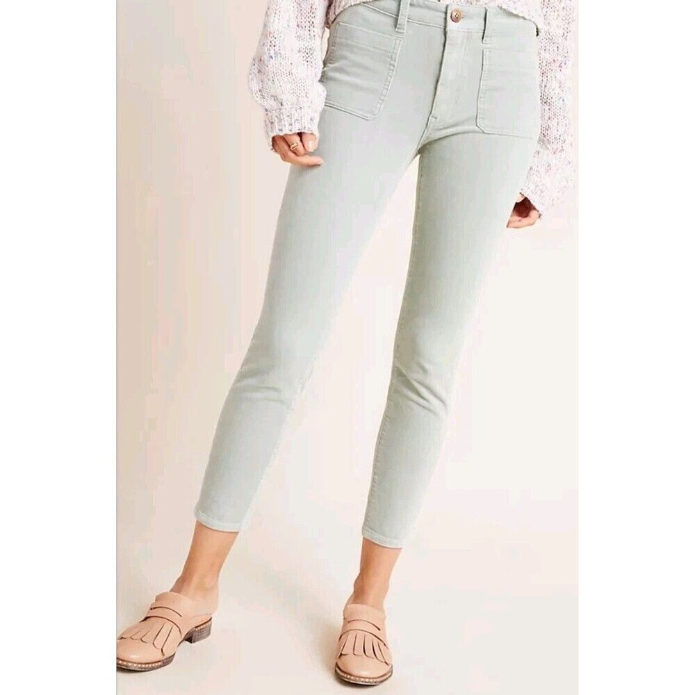 Anthropologie Pants Pilcro Hi Rise Skinny Corduroy Mint Super Stretch 28x28 124